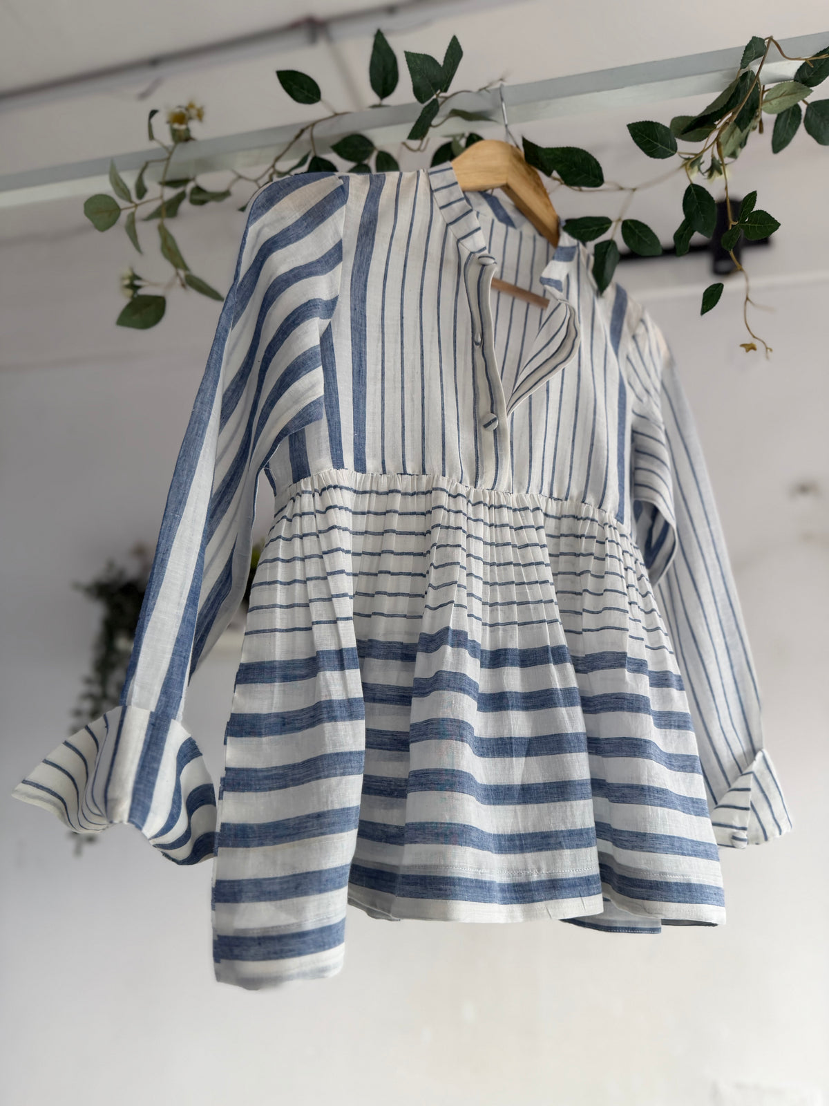 Airy Stripe handwoven cotton Top