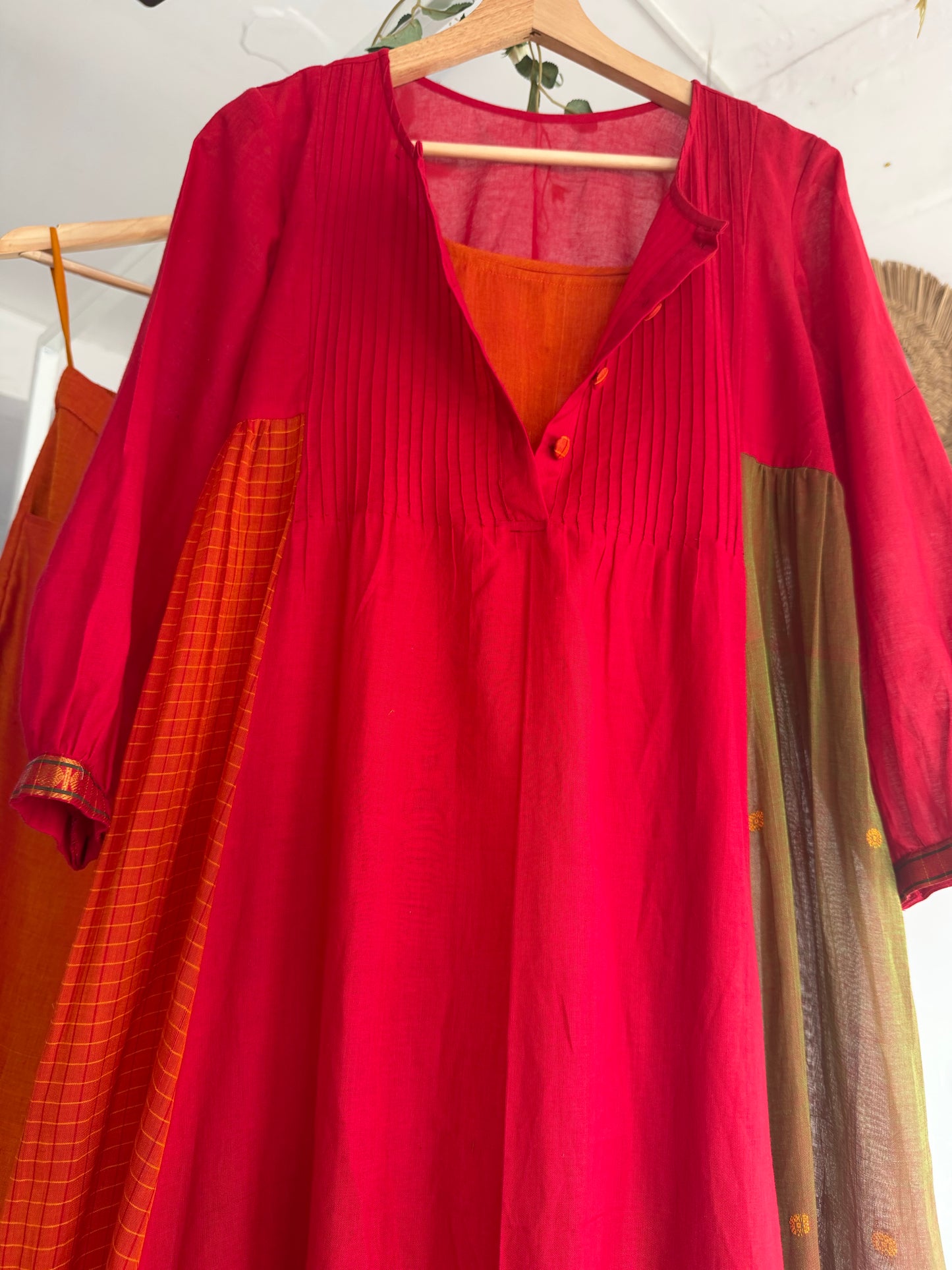 Rustic Crimson Handloom Kurta Set
