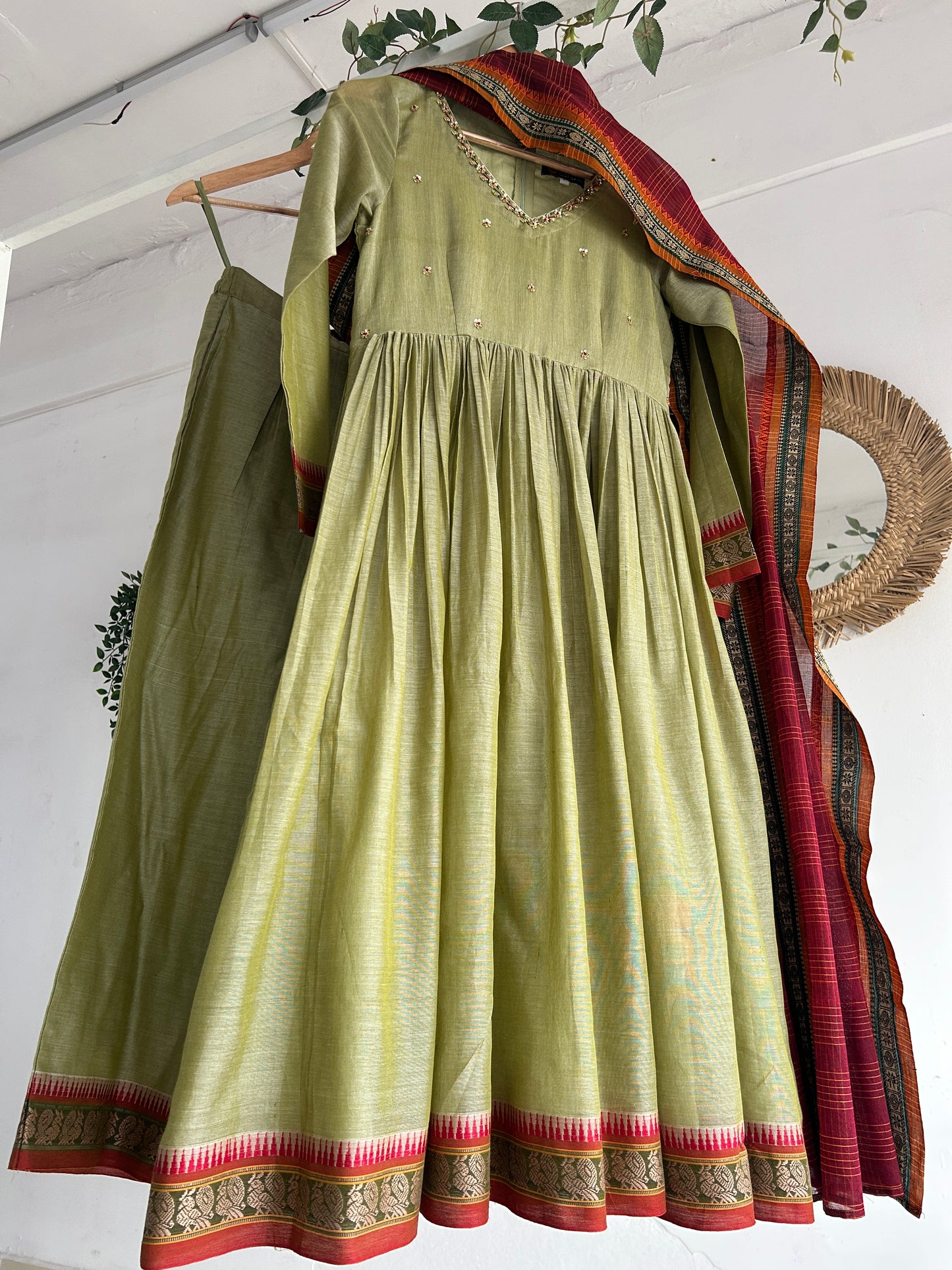 Olive Raaga Handloom Kurta Set
