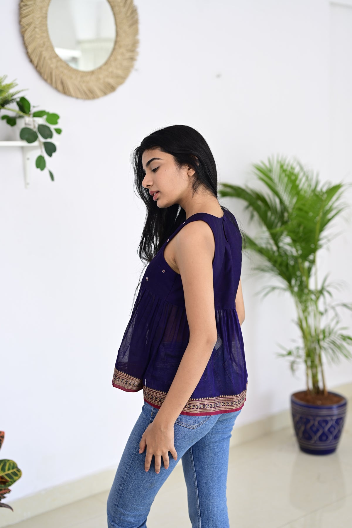 Violet Short Top - Stylish Handloom