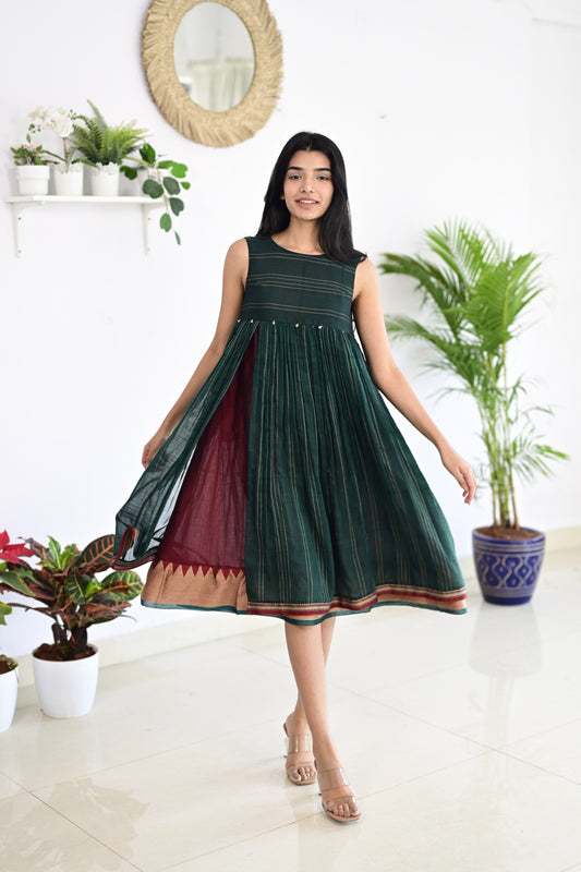 Green and Maroon Dress