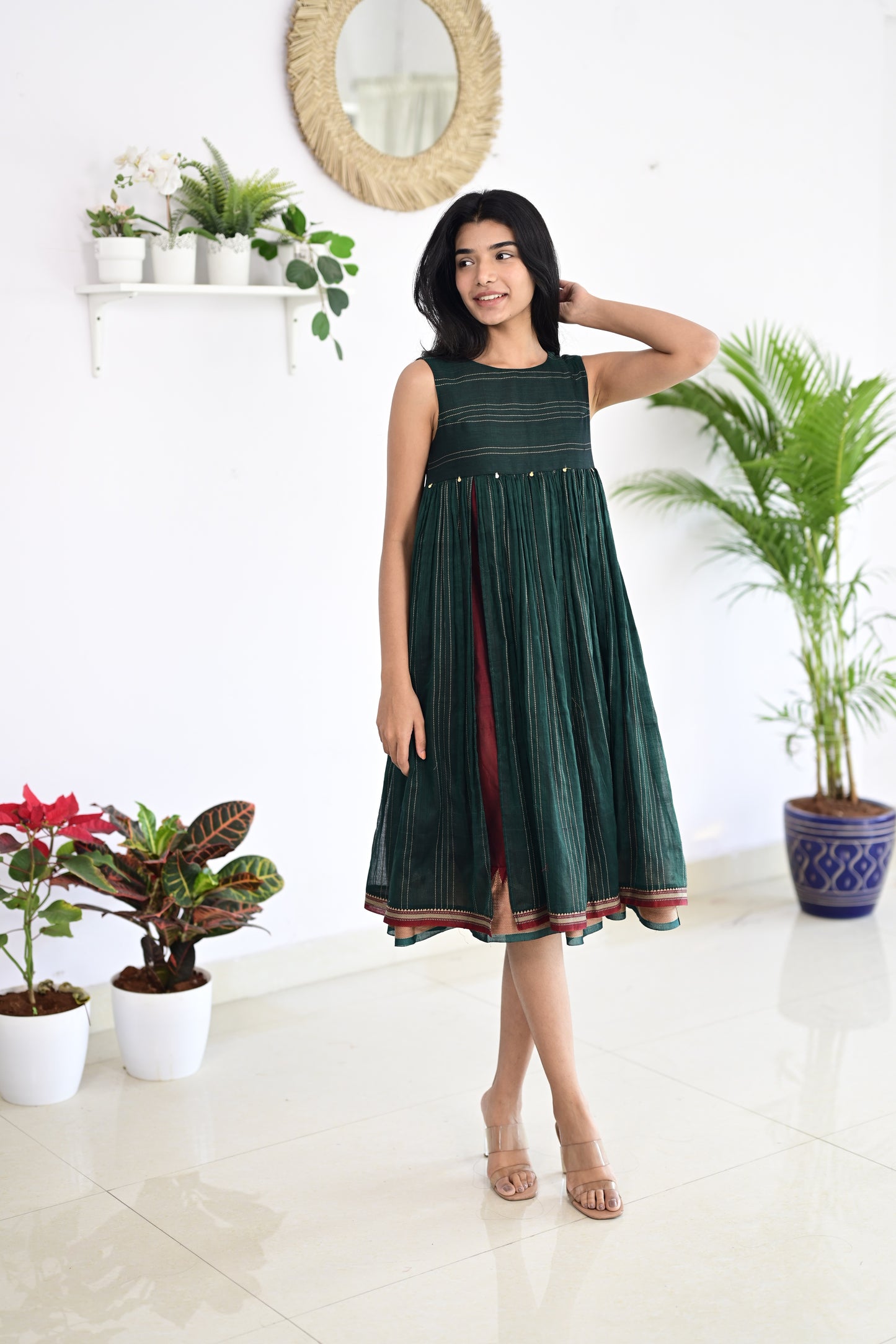 Green and Maroon Dress