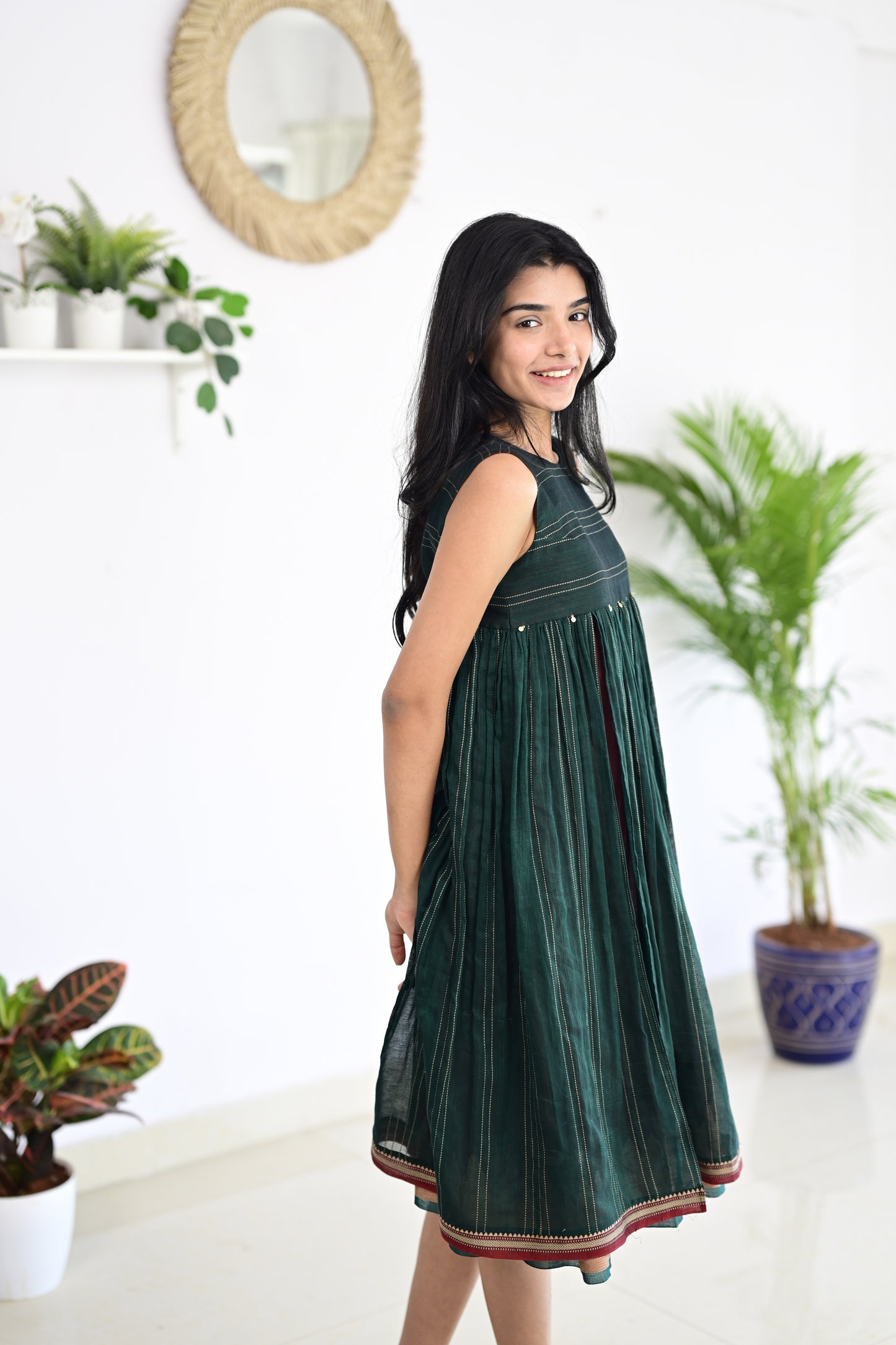 Green and Maroon Dress