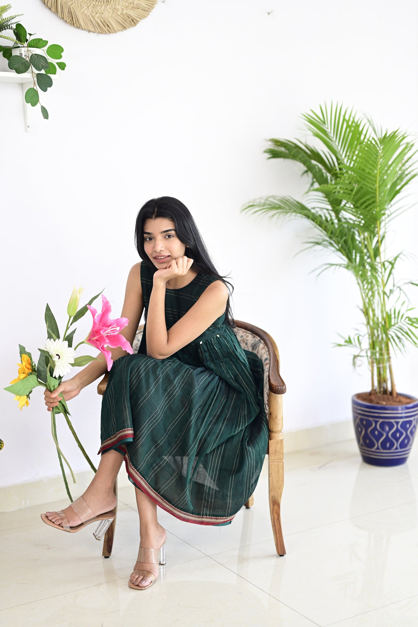 Green and Maroon Dress