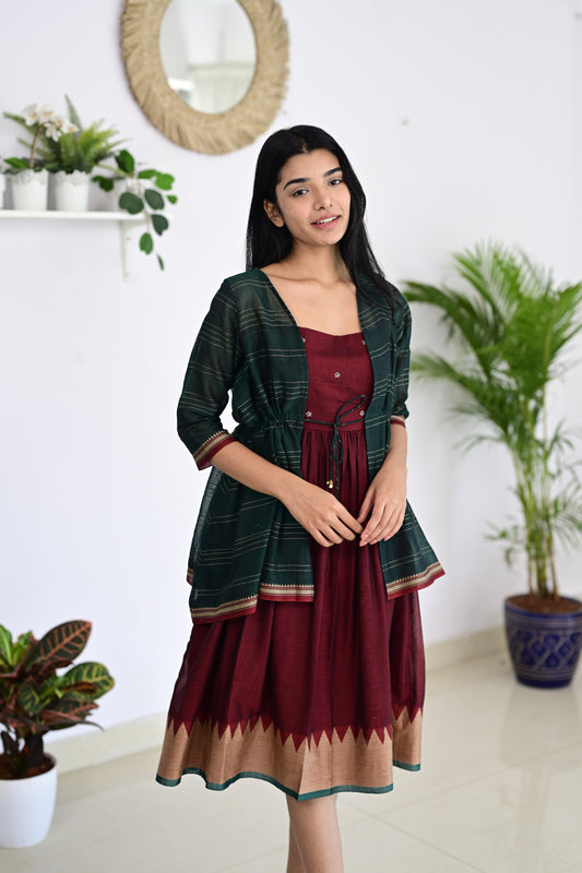 Maroon Dress with Jacket