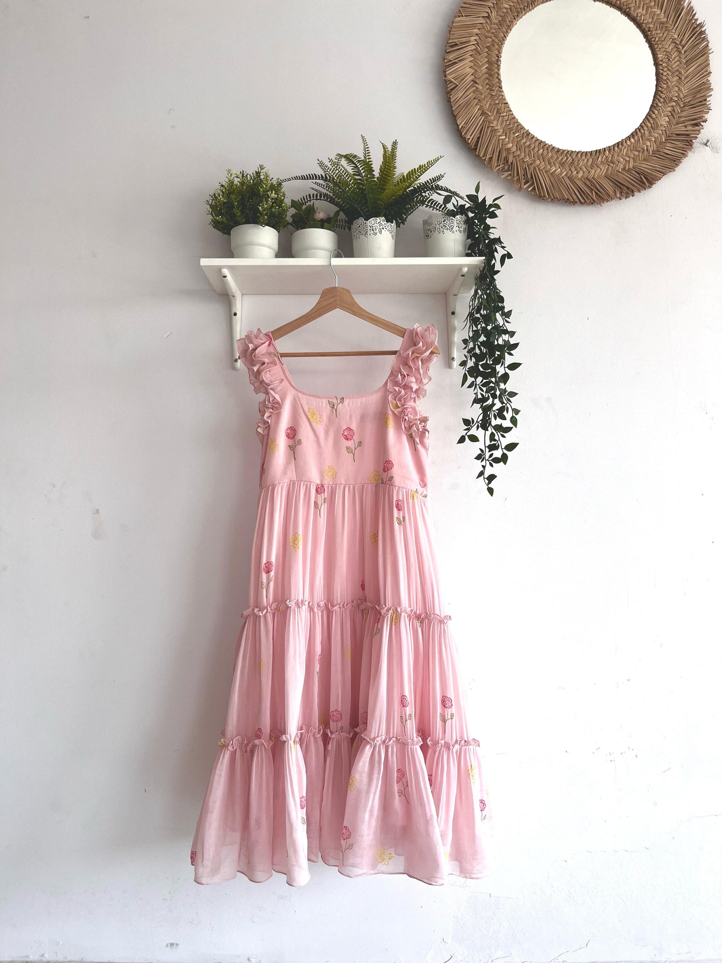 Baby Pink Floral Print Dress