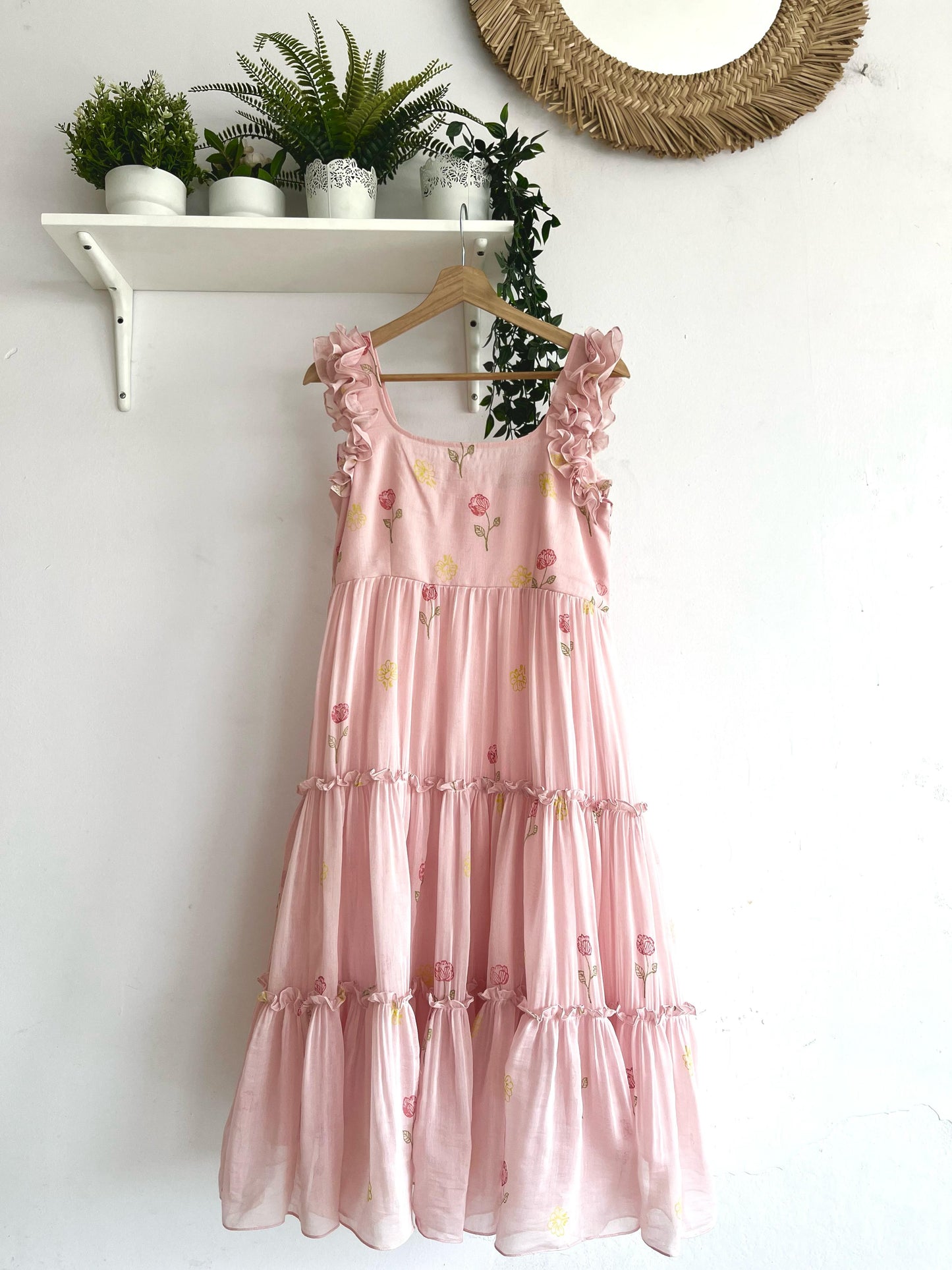 Baby Pink Floral Print Dress