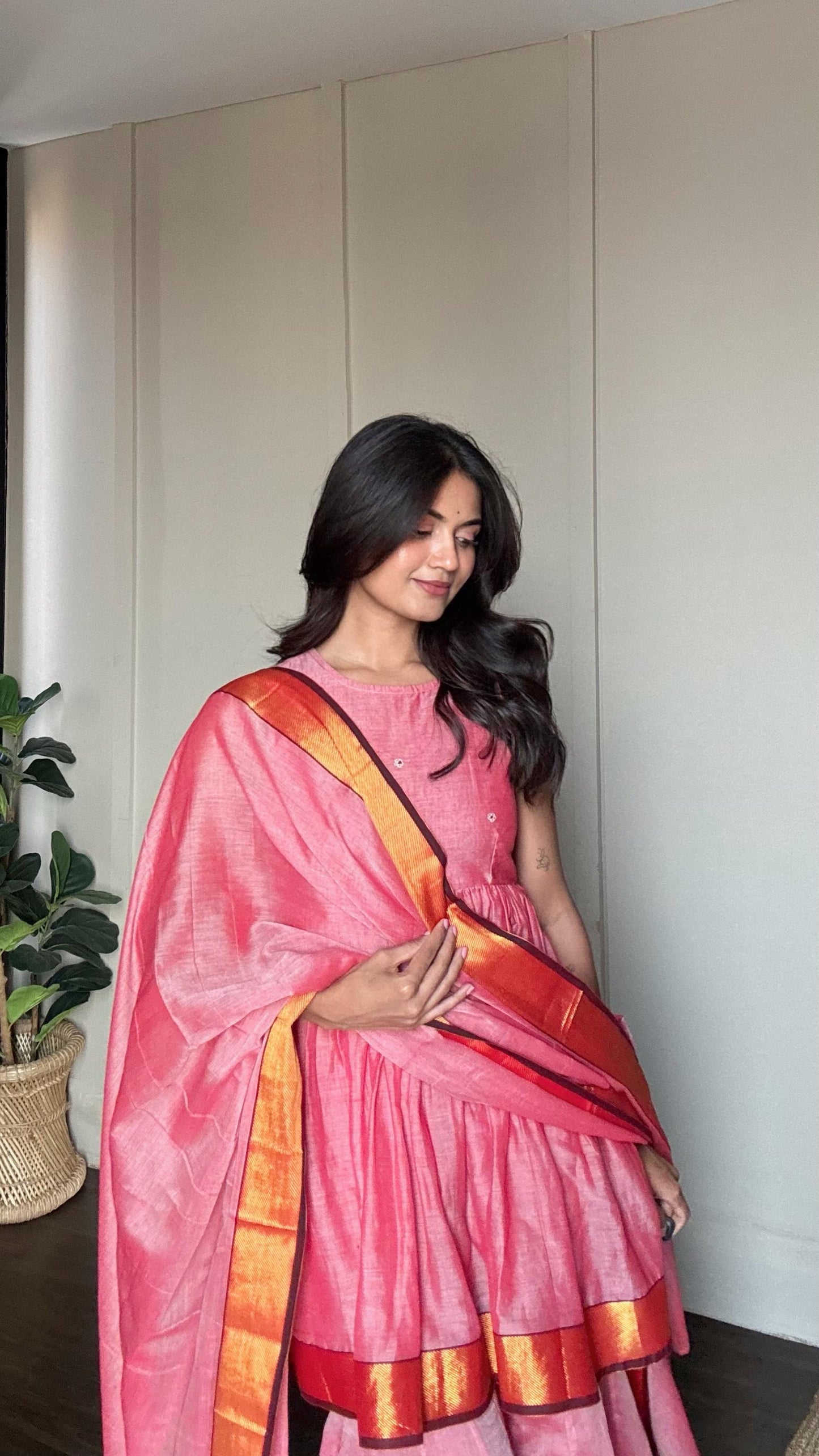 Light Pink Narayanpet Sharara Set