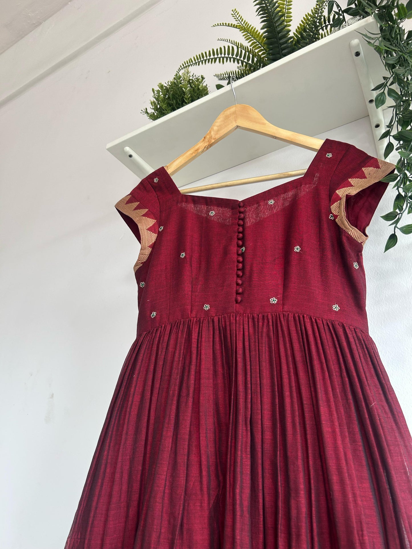 Elegant Maroon Narayanpet Dress