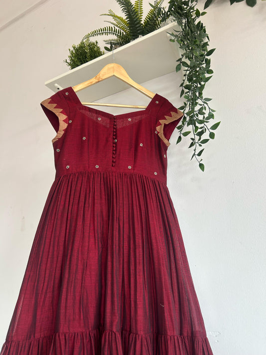 Elegant Maroon Narayanpet Dress