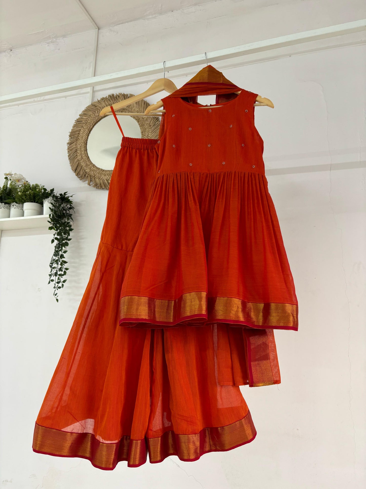 Orange Narayanpet Sharara Set