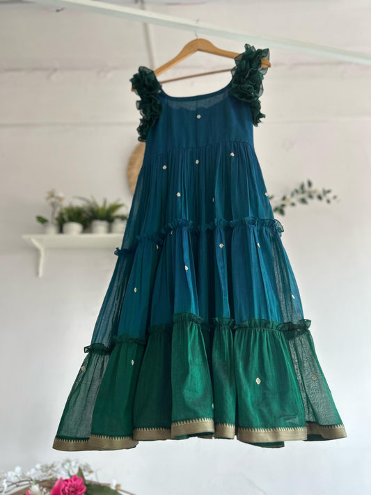 Peacock Hues – Narayanpet Tiered Dress