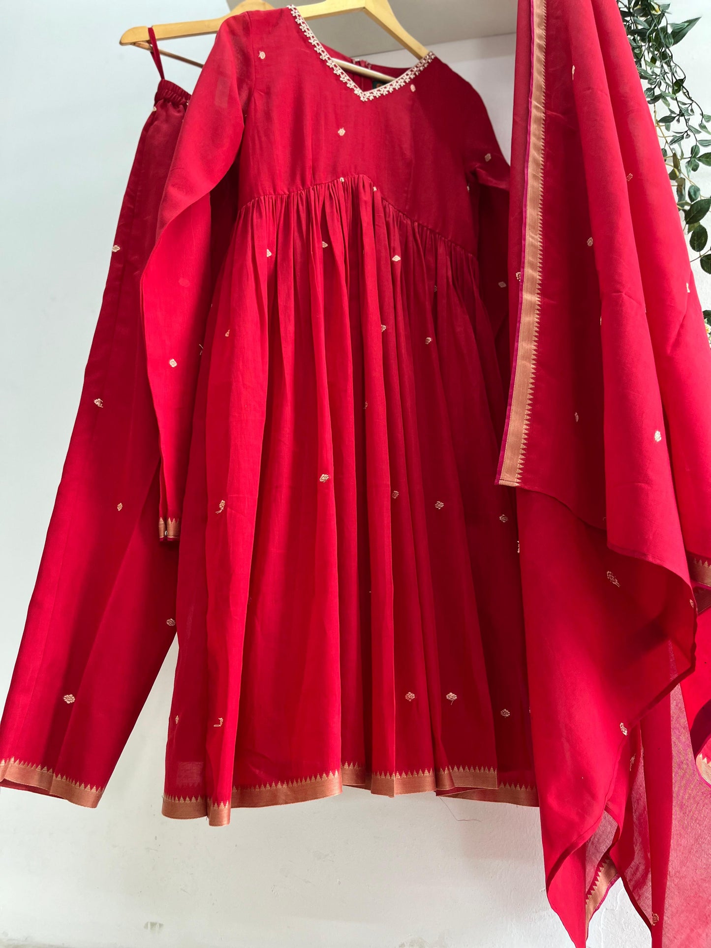 Ruby Raagini – Red Cotton Kurta Set