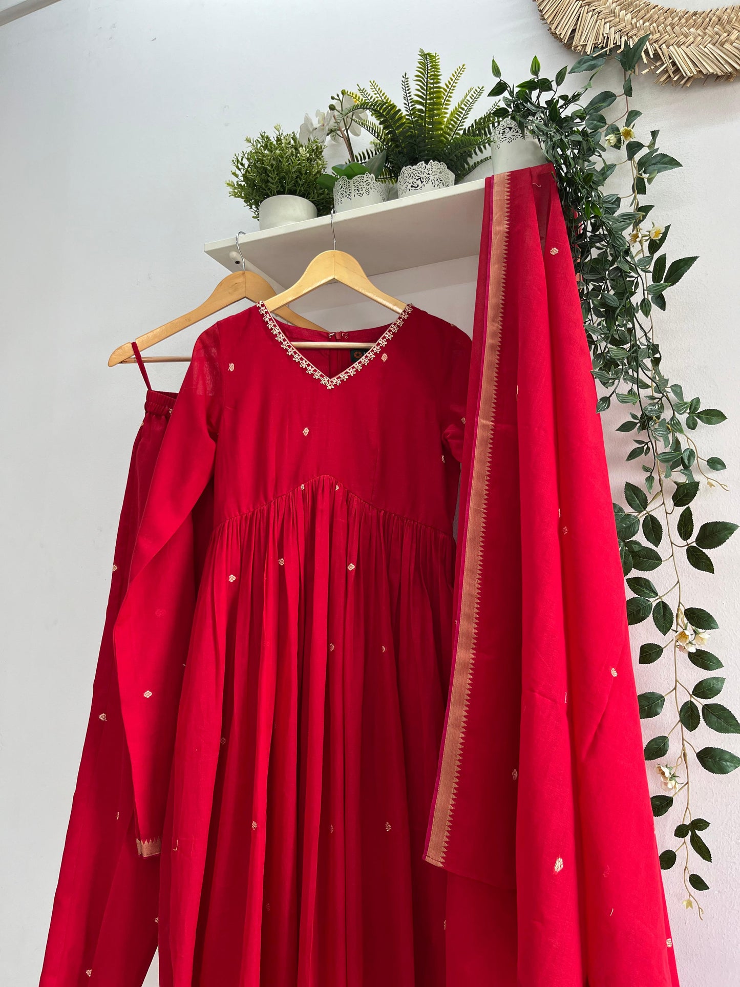Ruby Raagini – Red Cotton Kurta Set