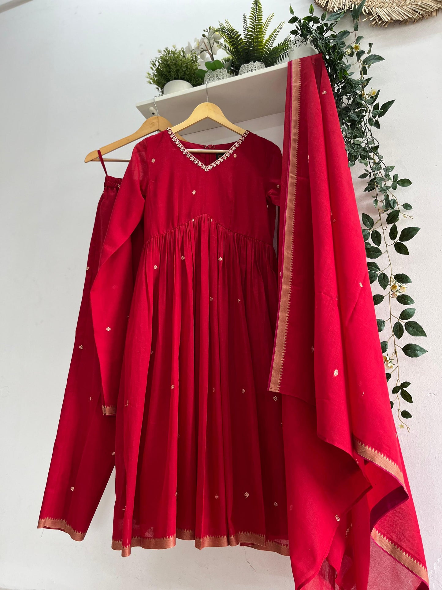 Ruby Raagini – Red Cotton Kurta Set