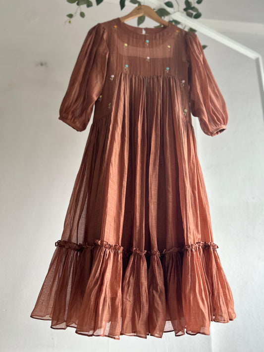 Tez Tara – Dusky Color Mul Chanderi Tiered Dress