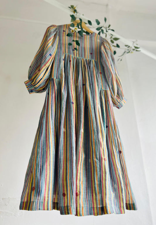 RangTarang – Handwoven Striped Jamdhani Dress