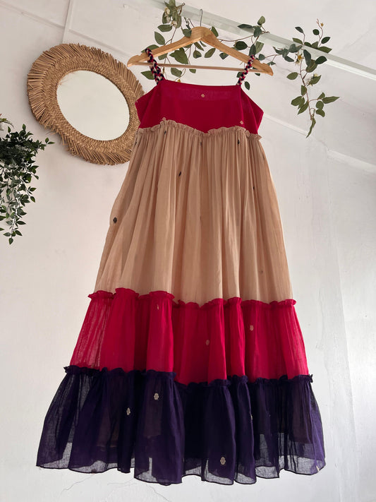 Rangrez Hues – Handwoven Cotton Tiered Dress