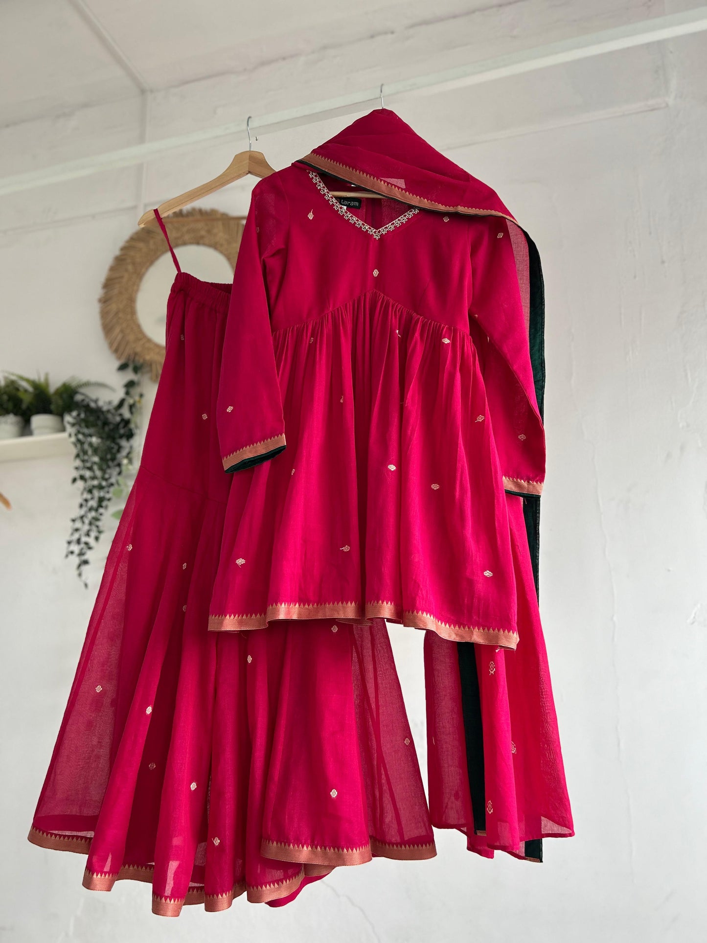 Pink Narayanpet Sharara Set