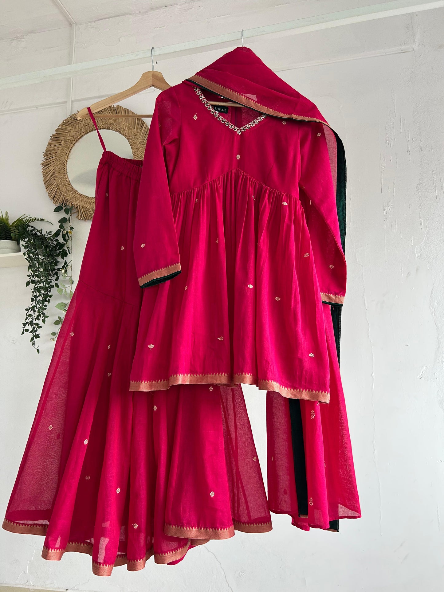 Pink Narayanpet Sharara Set