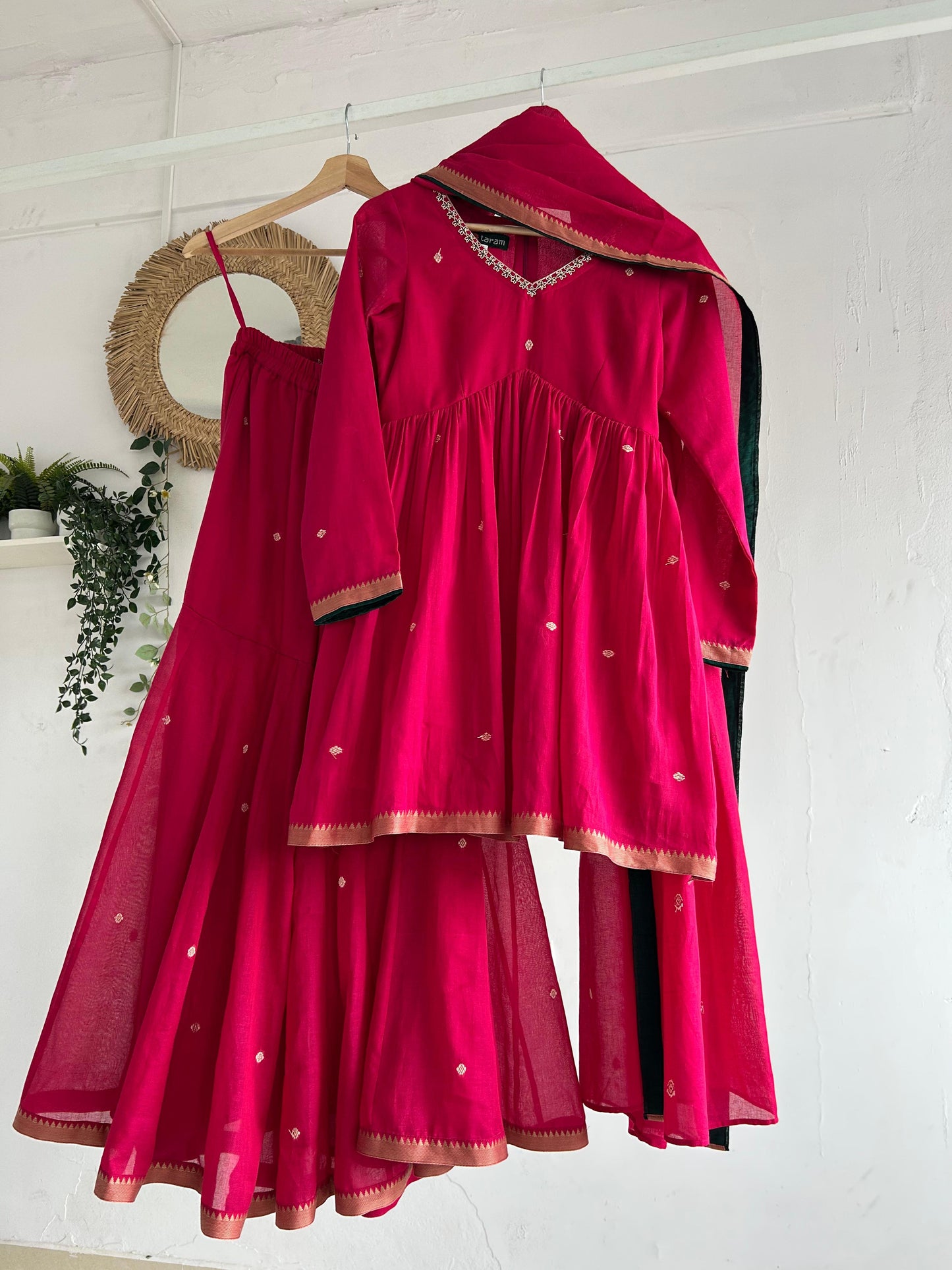 Pink Narayanpet Sharara Set