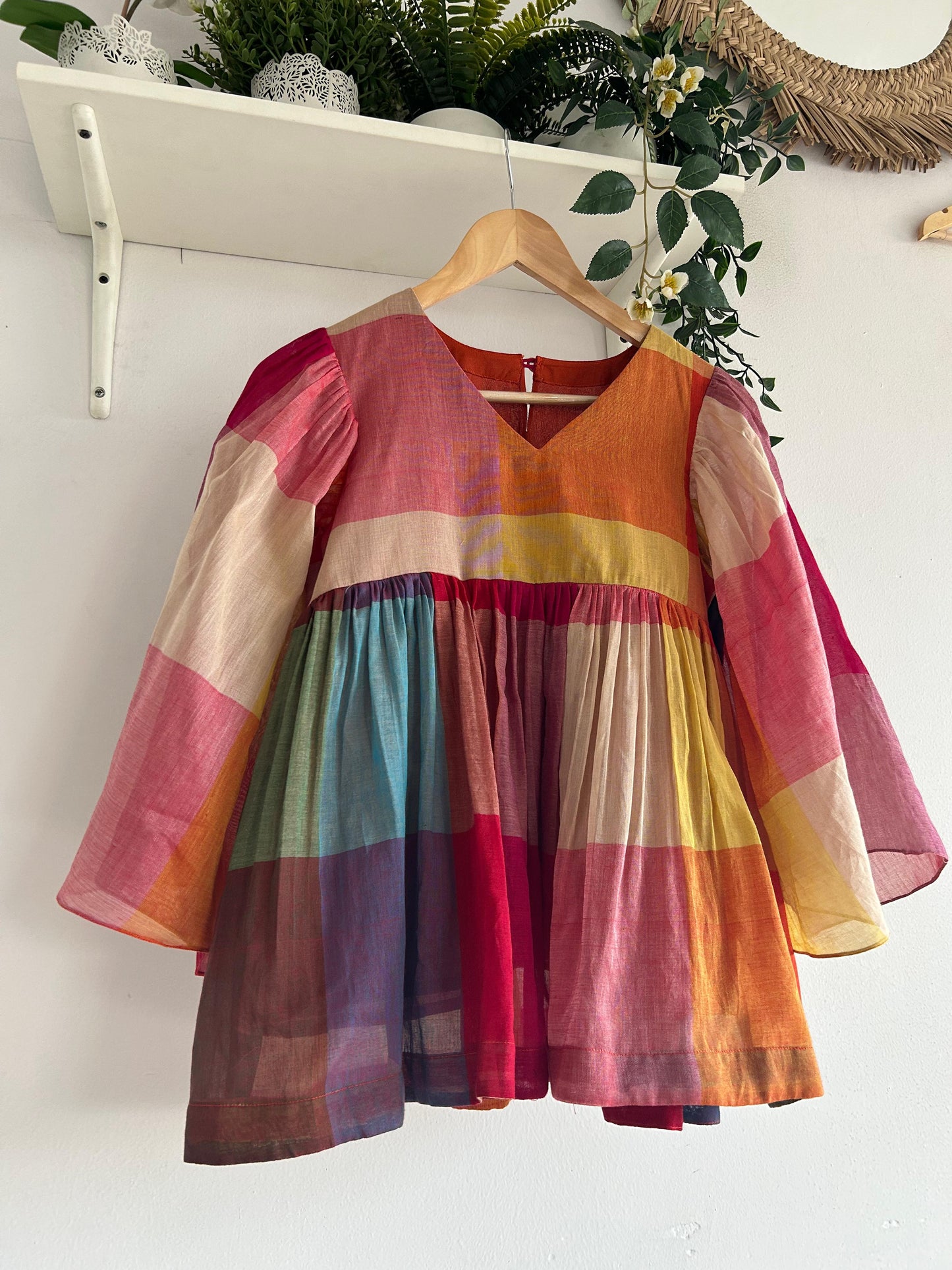 Multicolour handwoven cotton top with relaxed fit – ColourWhirl by Taram