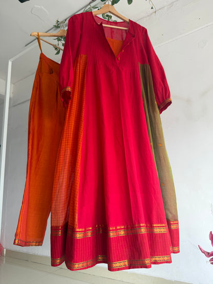 Rustic Crimson Handloom Kurta Set