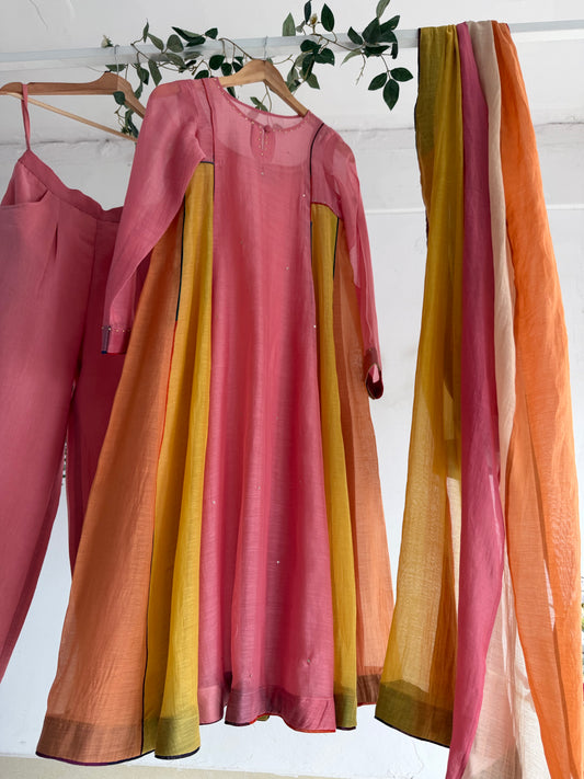 Blush & Amber Mul Chanderi Kurta Set
