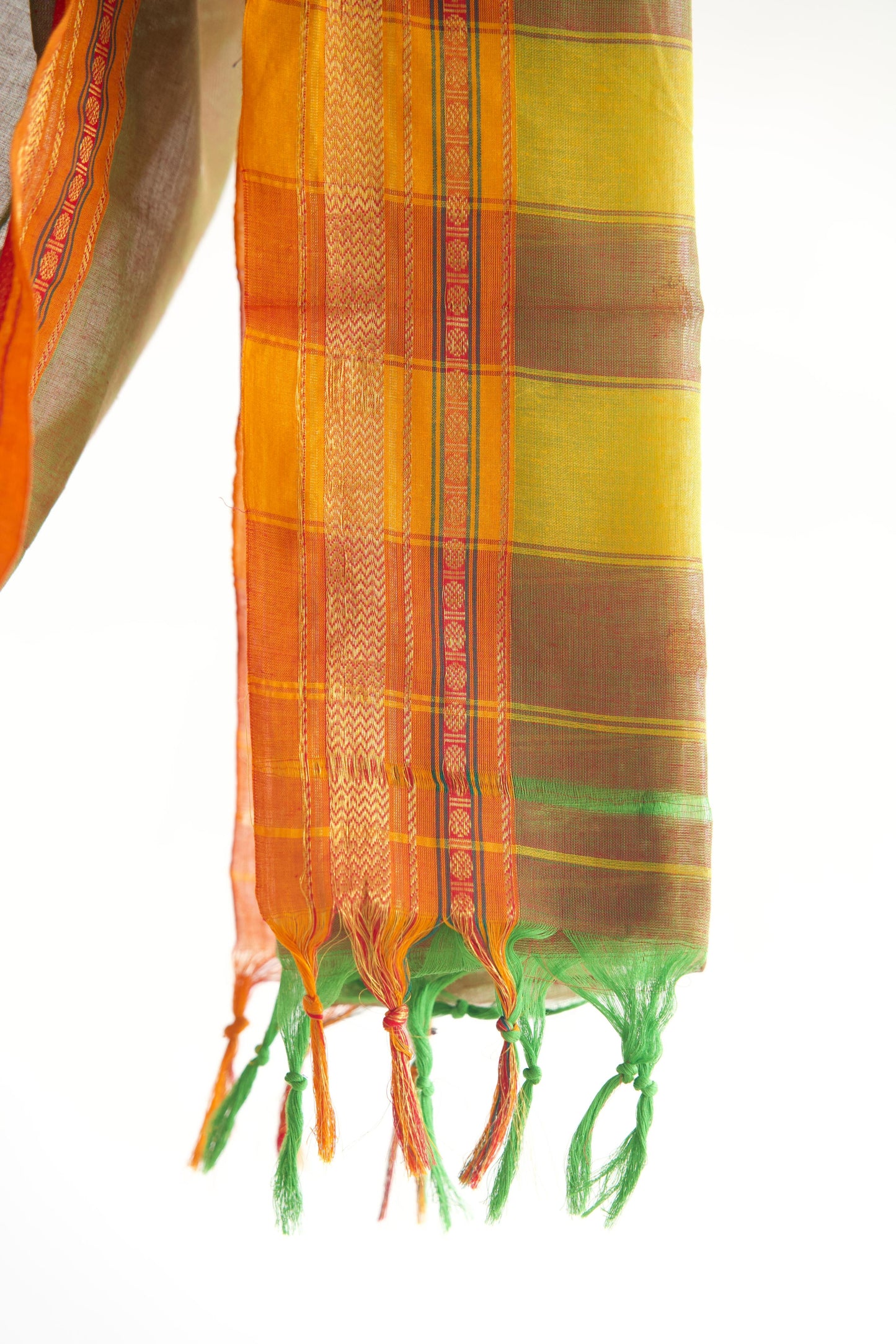 Sunset Orange Handloom Cotton Saree