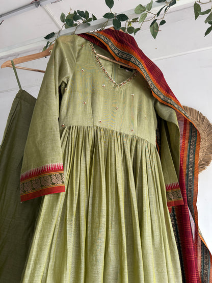 Olive Raaga Handloom Kurta Set