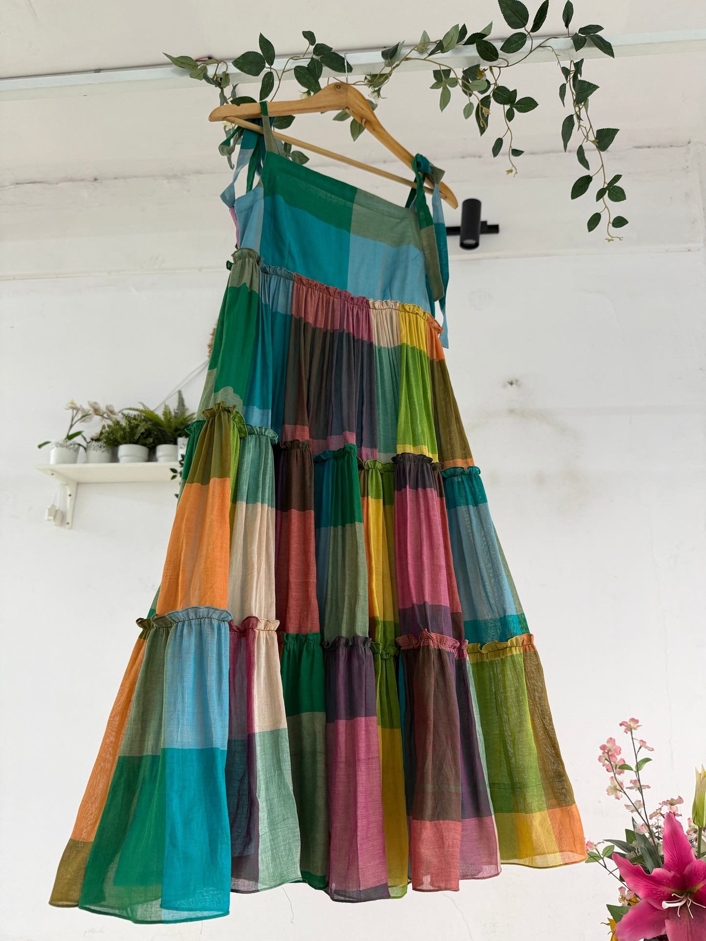 Vibrant Skies – Narayanpet Checks Tiered dress