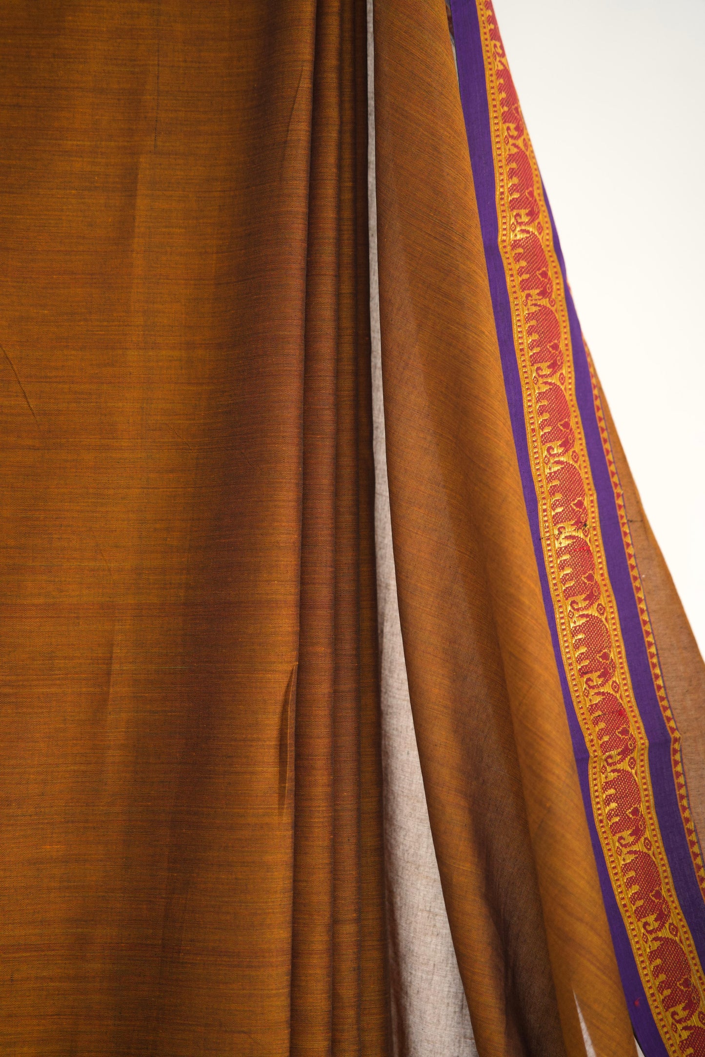 Earthy Rust Handloom Cotton Saree