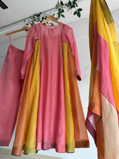 Blush & Amber Mul Chanderi Kurta Set