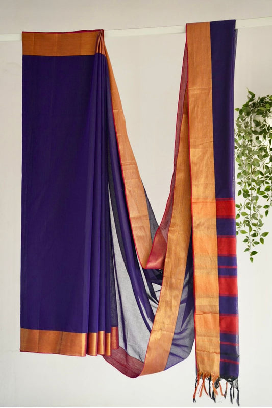 Deep Indigo Handloom Cotton Saree