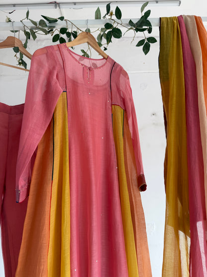 Blush & Amber Mul Chanderi Kurta Set