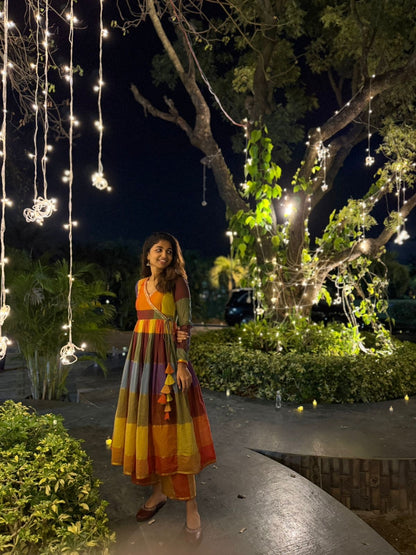 Golden Hour – Multi-Hue Handloom Anarkali Set
