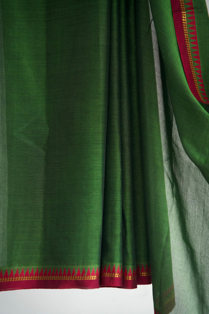 Parrot Green Handloom Cotton Saree