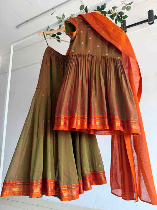 Olive Ember Narayanpet Sharara Set