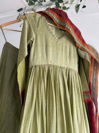 Olive Raaga Handloom Kurta Set