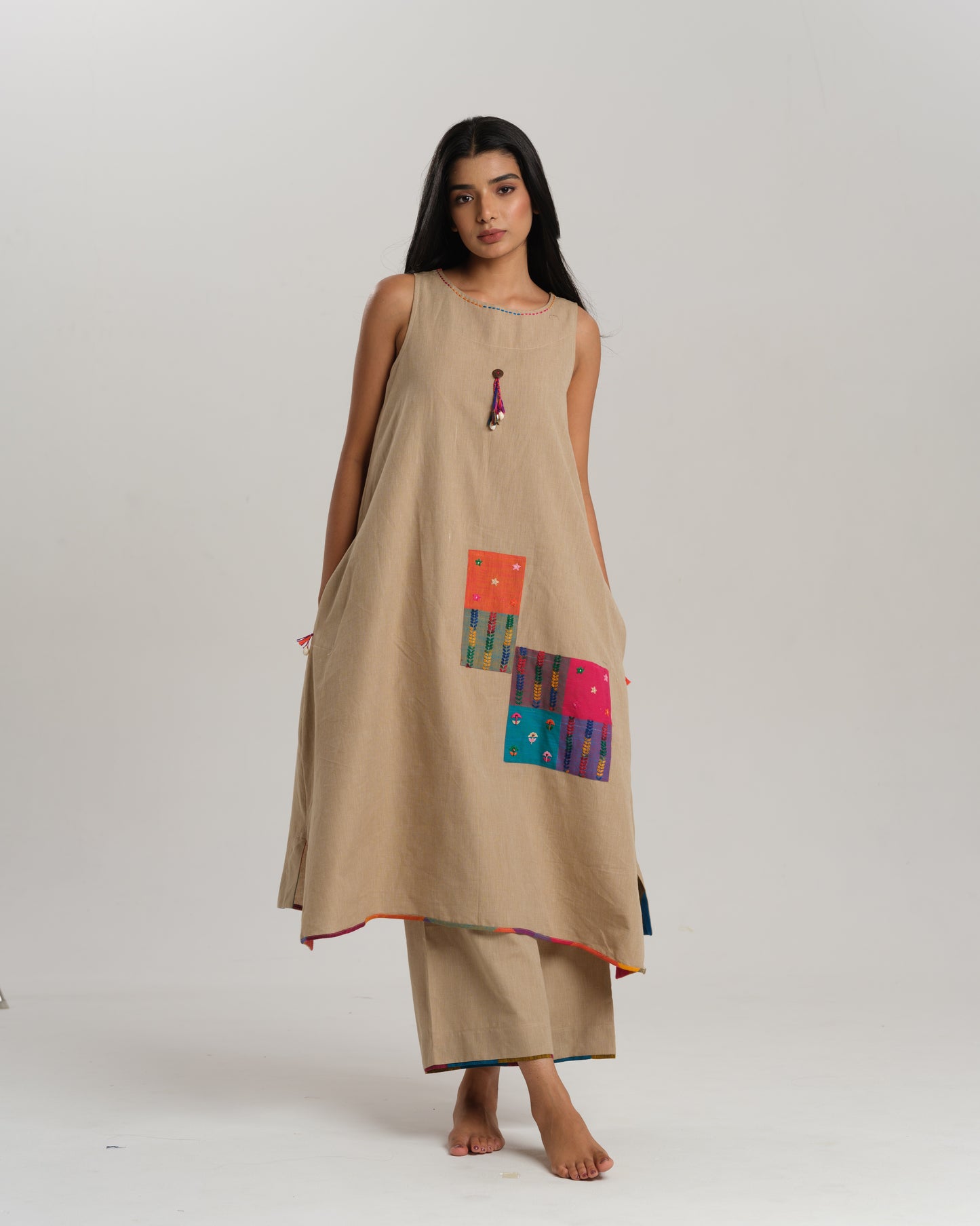 Ikat Rhythm – Beige Ikat Kurta Set
