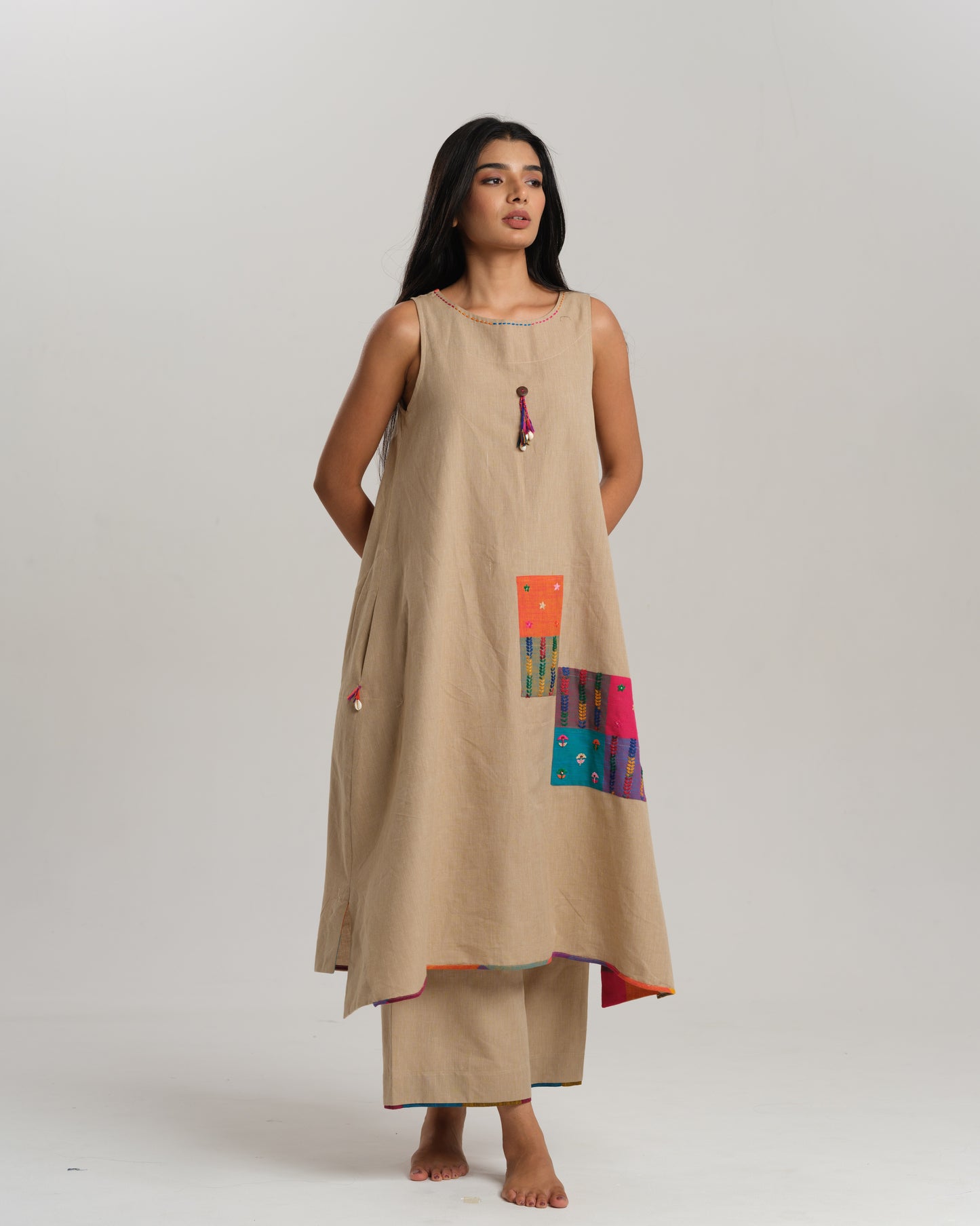 Ikat Rhythm – Beige Ikat Kurta Set