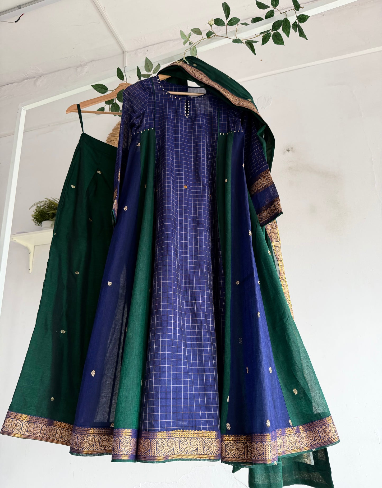 Mayura – Emerald & Indigo Handloom Kurta Set