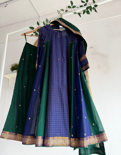 Mayura – Emerald & Indigo Handloom Kurta Set