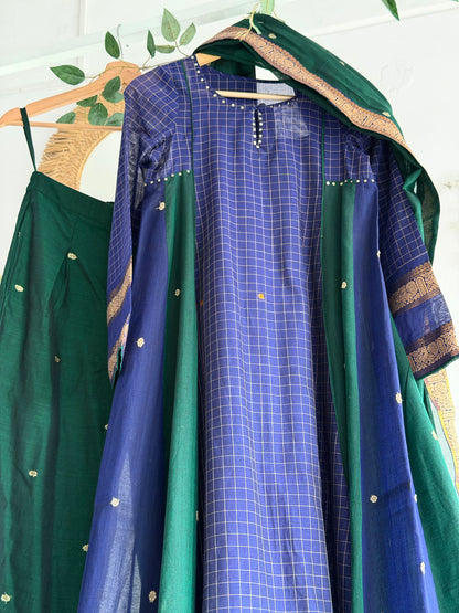 Mayura – Emerald & Indigo Handloom Kurta Set