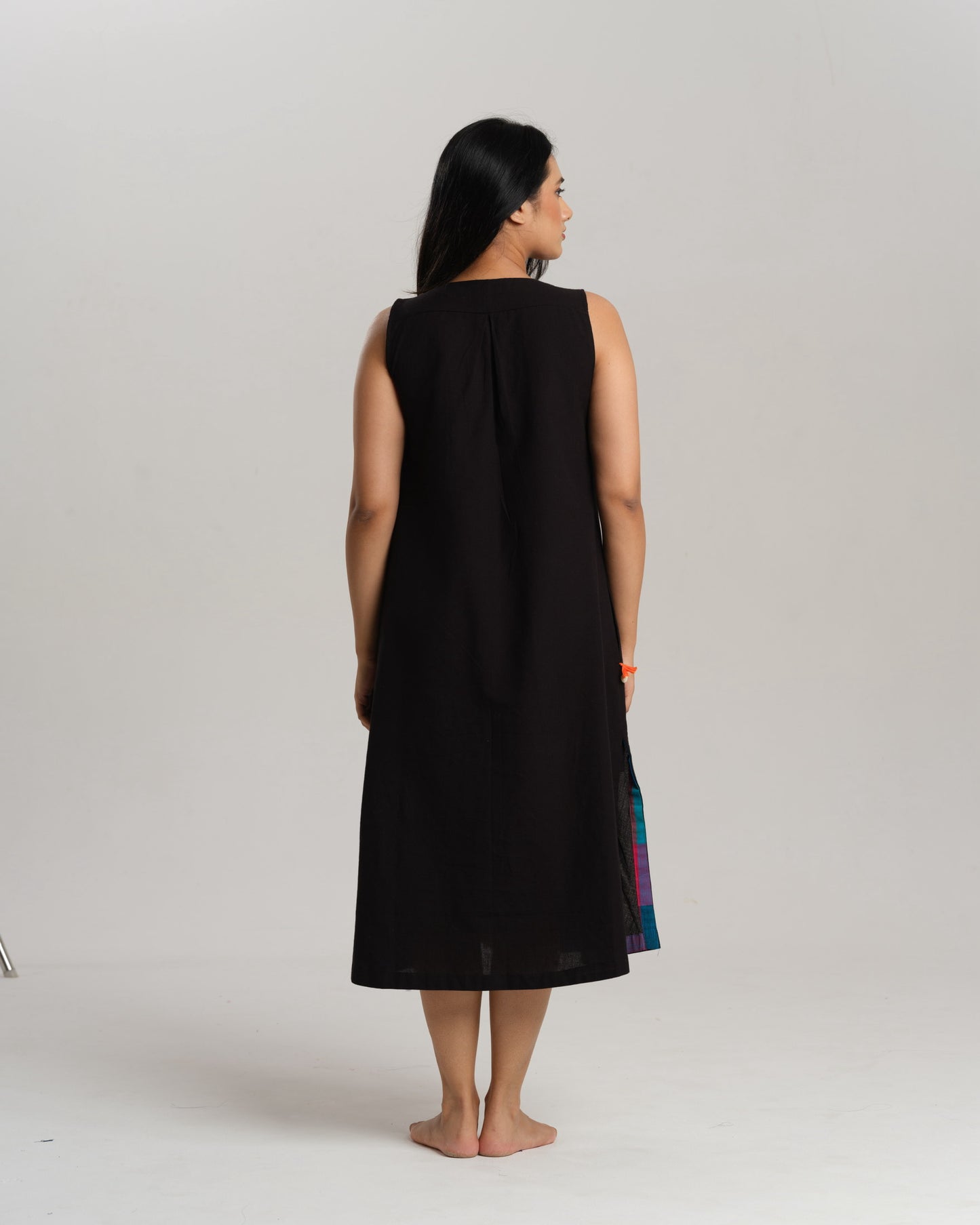Charcoal Charm – Black Ikat Dress