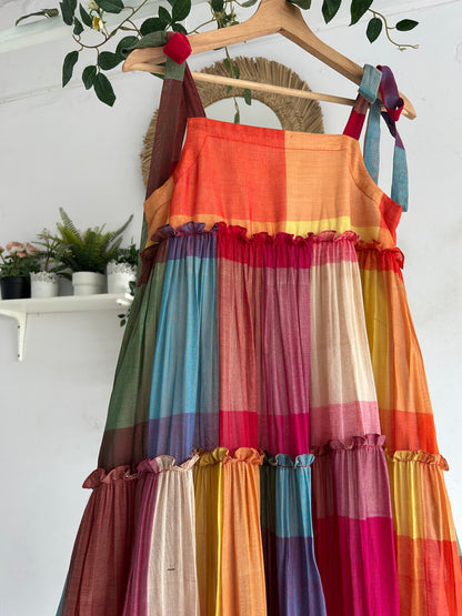 Colorful Carnival – Narayanpet Checks Tiered Dress