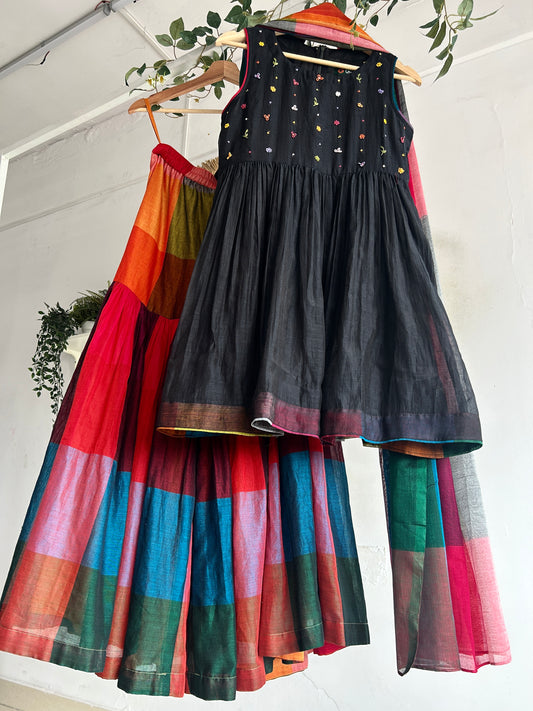The Midnight Mela Narayanpet Handloom Sharara Set for Women by Taram