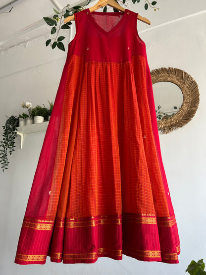 The Crimson Glow — Narayanpet Cotton Dress