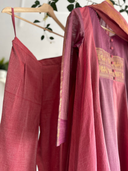 The Vintage Rose — Handwoven Kurta Set