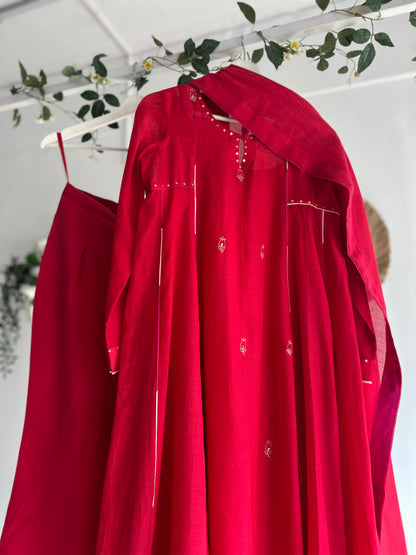 The Crimson Affair — Mul Chanderi Kurta Set